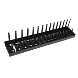 Maxbell Metric Socket Tray Rack Holder Storage Tool Organizer 1/4" 3/8" 1/2" Black