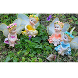 Maxbell 4 Pcs Resin Garden Ornaments Miniature Sitting Flower Fairy Table Decoration