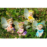 Maxbell 4 Pcs Resin Garden Ornaments Miniature Sitting Flower Fairy Table Decoration