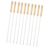 Maxbell Barbecue Skewers Set/Stainless Steel Round BBQ Kabob Sticks/Grilling Skewers,Wooden Handle to Protect Your Hands,Set of 10 - Aladdin Shoppers
