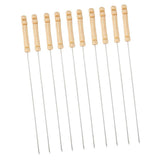 Maxbell Barbecue Skewers Set/Stainless Steel Round BBQ Kabob Sticks/Grilling Skewers,Wooden Handle to Protect Your Hands,Set of 10 - Aladdin Shoppers