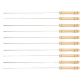 Maxbell Barbecue Skewers Set/Stainless Steel Round BBQ Kabob Sticks/Grilling Skewers,Wooden Handle to Protect Your Hands,Set of 10 - Aladdin Shoppers