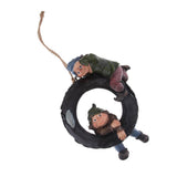 Maxbell Statue Resin Swing Boys Decor Simulation Home Garden Craft with Round Tire - Aladdin Shoppers