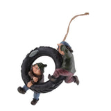 Maxbell Statue Resin Swing Boys Decor Simulation Home Garden Craft with Round Tire - Aladdin Shoppers