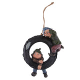 Maxbell Statue Resin Swing Boys Decor Simulation Home Garden Craft with Round Tire - Aladdin Shoppers