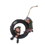 Maxbell Statue Resin Swing Boys Decor Simulation Home Garden Craft with Round Tire - Aladdin Shoppers