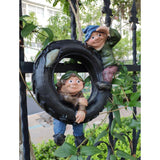 Maxbell Statue Resin Swing Boys Decor Simulation Home Garden Craft with Round Tire - Aladdin Shoppers