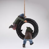 Maxbell Statue Resin Swing Boys Decor Simulation Home Garden Craft with Round Tire - Aladdin Shoppers