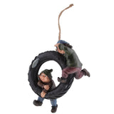 Maxbell Statue Resin Swing Boys Decor Simulation Home Garden Craft with Round Tire - Aladdin Shoppers