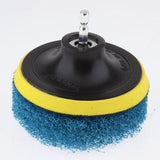 Maxbell Power Brush Drill Attachment - Cleaning Brush for Drill - Polyester fiber Made w/ 6 Blue Scouring pads for Cleaning - Aladdin Shoppers