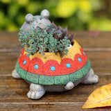 Succulent Cactus Turtle Planter Pot Home Office Landscape Decor, Super Cute Turtle Animal Shaped, for Table Top Decor Ornamental - Aladdin Shoppers