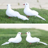 Simulate Feather Pigeon Peace Dove Artificial Animal Figurine Garden Decor A