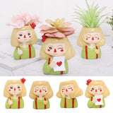 Maxbell 4 pcs Cute Cartoon Girl Style Succulent Plant Pot for Home Garden Decoration