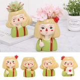 Maxbell 4 pcs Cute Cartoon Girl Style Succulent Plant Pot for Home Garden Decoration