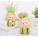 Maxbell 4 pcs Cute Cartoon Girl Style Succulent Plant Pot for Home Garden Decoration