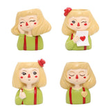 Maxbell 4 pcs Cute Cartoon Girl Style Succulent Plant Pot for Home Garden Decoration