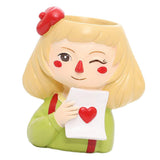 Maxbell 4 pcs Cute Cartoon Girl Style Succulent Plant Pot for Home Garden Decoration