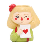 Maxbell 4 pcs Cute Cartoon Girl Style Succulent Plant Pot for Home Garden Decoration