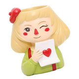Maxbell 4 pcs Cute Cartoon Girl Style Succulent Plant Pot for Home Garden Decoration