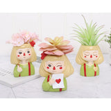 Maxbell 4 pcs Cute Cartoon Girl Style Succulent Plant Pot for Home Garden Decoration