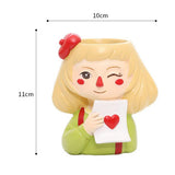 Maxbell 4 pcs Cute Cartoon Girl Style Succulent Plant Pot for Home Garden Decoration