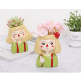 Maxbell 4 pcs Cute Cartoon Girl Style Succulent Plant Pot for Home Garden Decoration