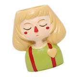 Maxbell 4 pcs Cute Cartoon Girl Style Succulent Plant Pot for Home Garden Decoration