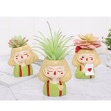 Maxbell 4 pcs Cute Cartoon Girl Style Succulent Plant Pot for Home Garden Decoration