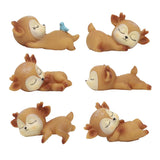 Maxbell 6Pcs Lovely Fawn Ornaments Silicone  Kawaii Sleeping Animal Baby Decor