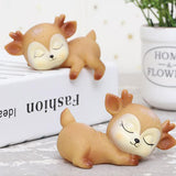 Maxbell 6Pcs Lovely Fawn Ornaments Silicone  Kawaii Sleeping Animal Baby Decor