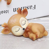 Maxbell 6Pcs Lovely Fawn Ornaments Silicone  Kawaii Sleeping Animal Baby Decor