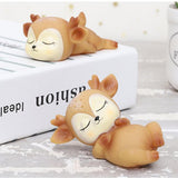 Maxbell 6Pcs Lovely Fawn Ornaments Silicone  Kawaii Sleeping Animal Baby Decor