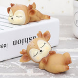 Maxbell 6Pcs Lovely Fawn Ornaments Silicone  Kawaii Sleeping Animal Baby Decor