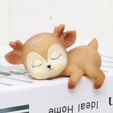 Maxbell 6Pcs Lovely Fawn Ornaments Silicone  Kawaii Sleeping Animal Baby Decor