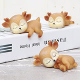 Maxbell 6Pcs Lovely Fawn Ornaments Silicone  Kawaii Sleeping Animal Baby Decor