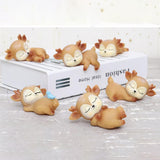 Maxbell 6Pcs Lovely Fawn Ornaments Silicone  Kawaii Sleeping Animal Baby Decor
