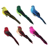 Maxbell 6Pcs Colours Artificial Feather Foam Birds with Clamp Garden Tree Decor
