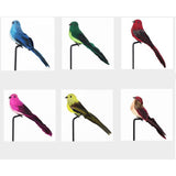 Maxbell 6Pcs Colours Artificial Feather Foam Birds with Clamp Garden Tree Decor