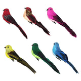 Maxbell 6Pcs Colours Artificial Feather Foam Birds with Clamp Garden Tree Decor
