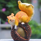 Maxbell Realistic Squirrel Figurine Garden Sculpture Decor Yellow Chinese Chestnut