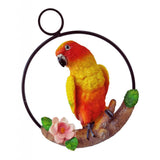 Maxbell 2Pcs Resin Hanging Artificial Parrot Statue Model on Ring Garden Decoration