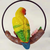 Maxbell 2Pcs Resin Hanging Artificial Parrot Statue Model on Ring Garden Decoration
