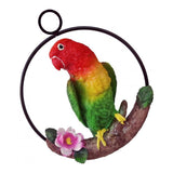 Maxbell 2Pcs Resin Hanging Artificial Parrot Statue Model on Ring Garden Decoration
