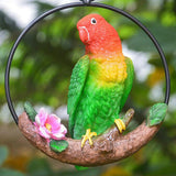 Maxbell 2Pcs Resin Hanging Artificial Parrot Statue Model on Ring Garden Decoration