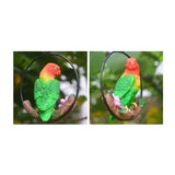 Maxbell 2Pcs Resin Hanging Artificial Parrot Statue Model on Ring Garden Decoration