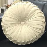 Maxbell Pintuck Pillow Round Pumpkin Floor Pillow for Chair Couch Beige-Cotton