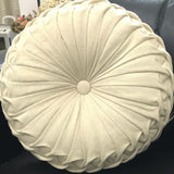 Maxbell Pintuck Pillow Round Pumpkin Floor Pillow for Chair Couch Beige-Cotton