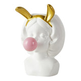 Maxbell Cute Girl Succulent Planter Pot Pen Holder with Rabbit Ears Desktop Decor