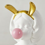 Maxbell Cute Girl Succulent Planter Pot Pen Holder with Rabbit Ears Desktop Decor