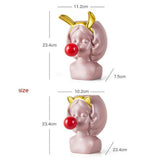 Maxbell Cute Girl Succulent Planter Pot Pen Holder with Rabbit Ears Desktop Decor